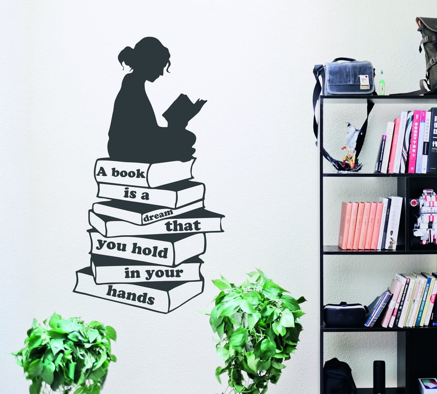 Reading Corner A Book is a Dream Wall Art Quote Stickers Decals Vinyl