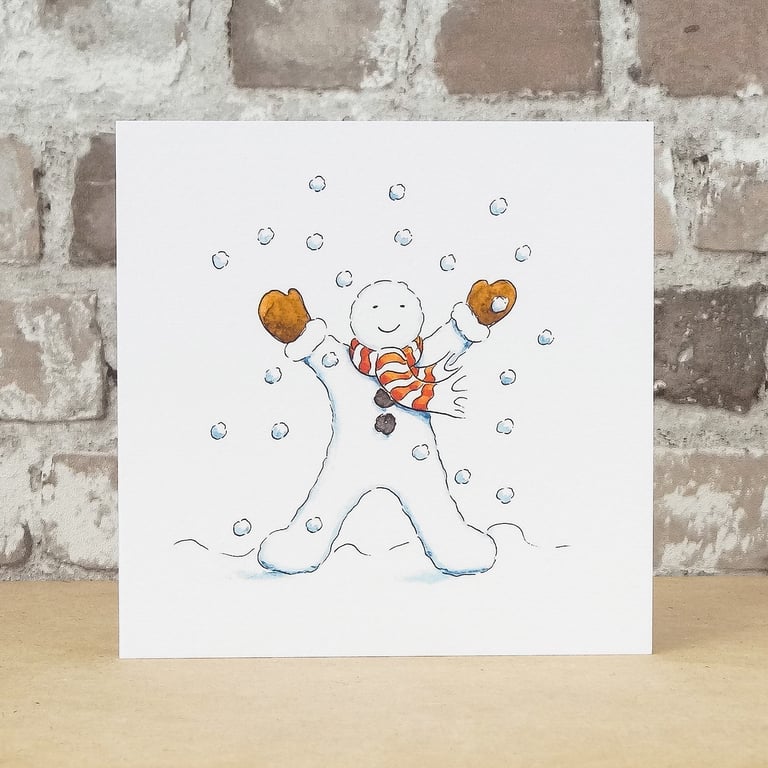 Christmas Card Snowman Snowfall