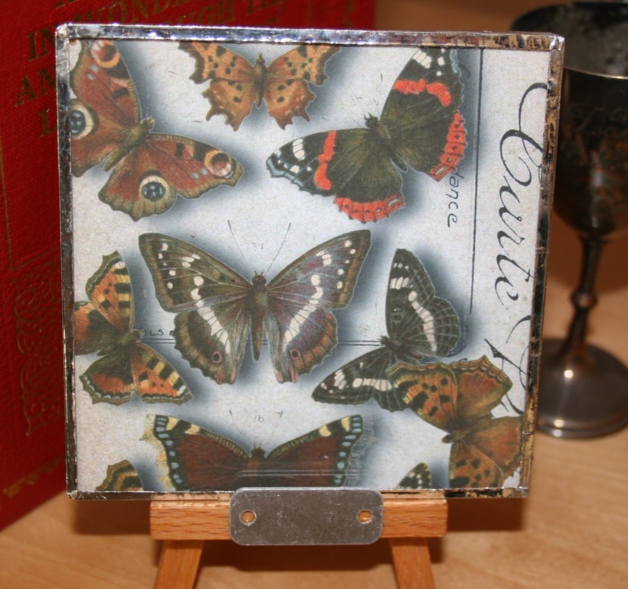 Double sided easel glass Butterfly & Christmas decoration