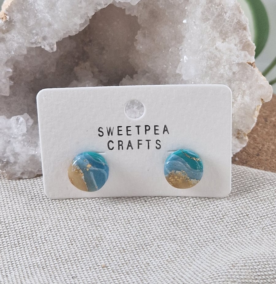 Polymer Clay Stud Earrings: Shoreline 
