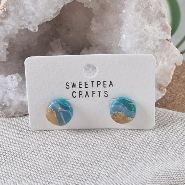 Polymer Clay Stud Earrings: Shoreline 