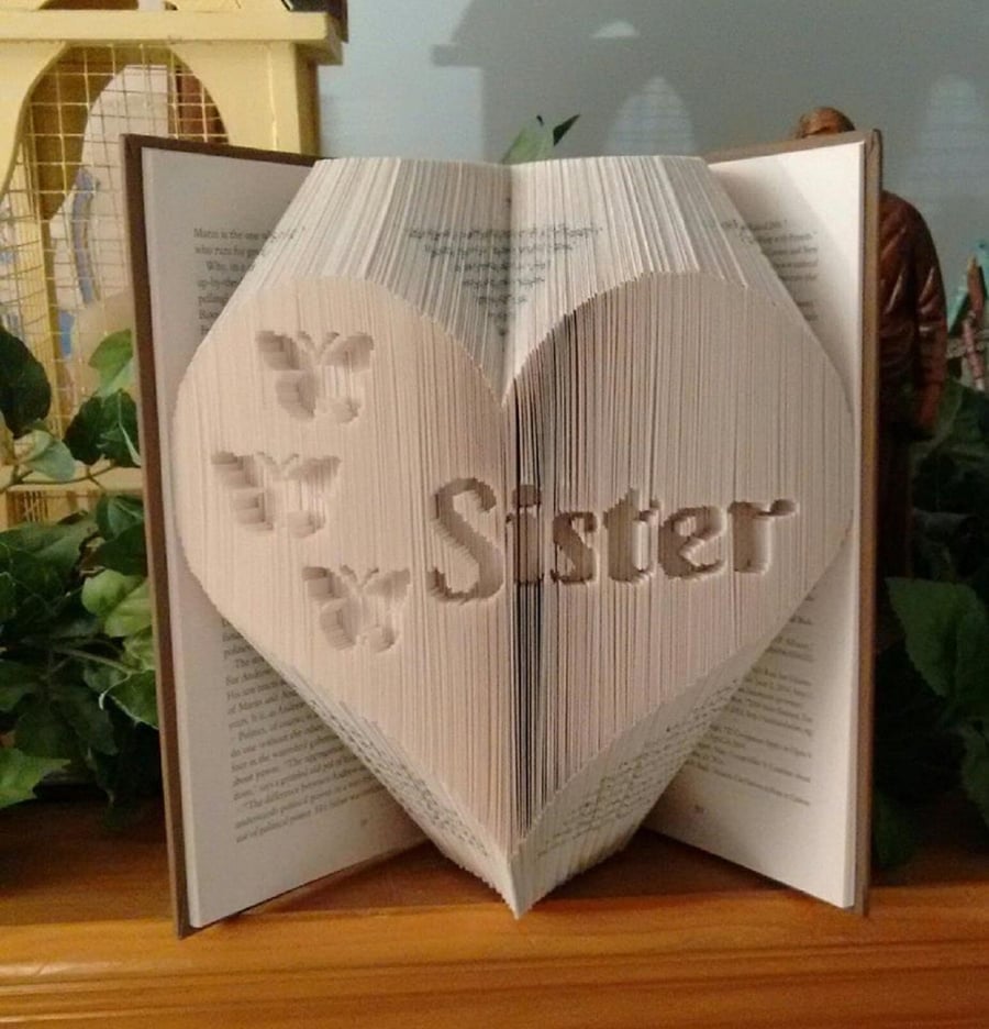 Sister with Butterflies Heart COMBI Book Folding Pattern - EMAILED PDF PATTERN