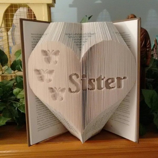 Sister with Butterflies Heart COMBI Book Folding Pattern - EMAILED PDF PATTERN