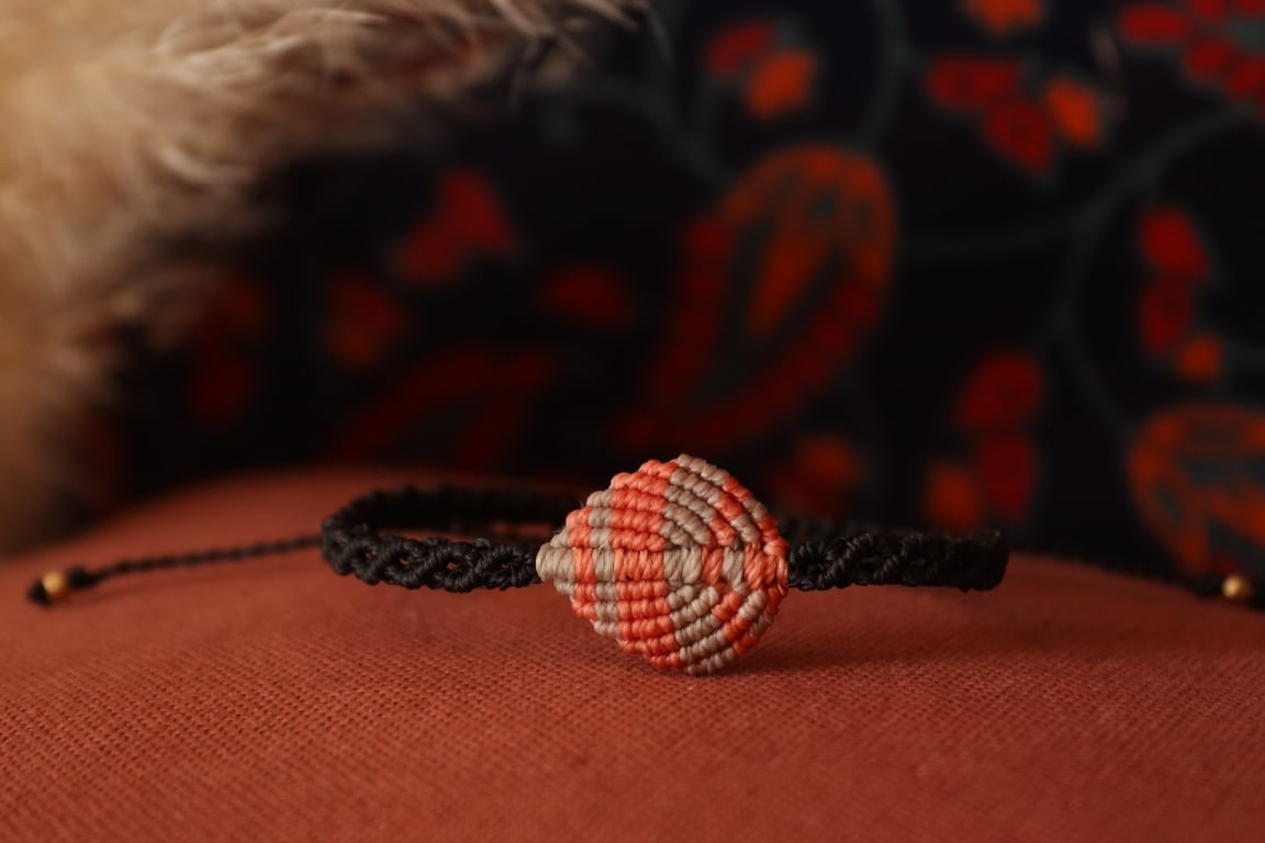 Autumn leaf bracelet Boho , hippie style  adjustable macrame bracelet in black  