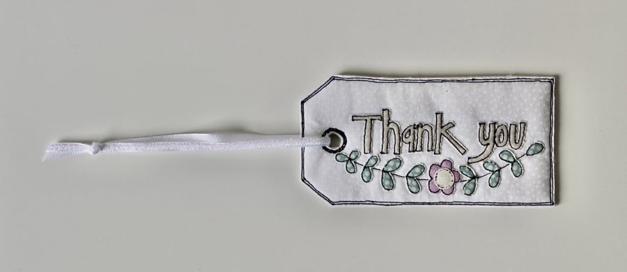 'Thank you' Number 1 - Handmade Fabric Gift Tag