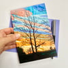 Sunrise tree printed card.