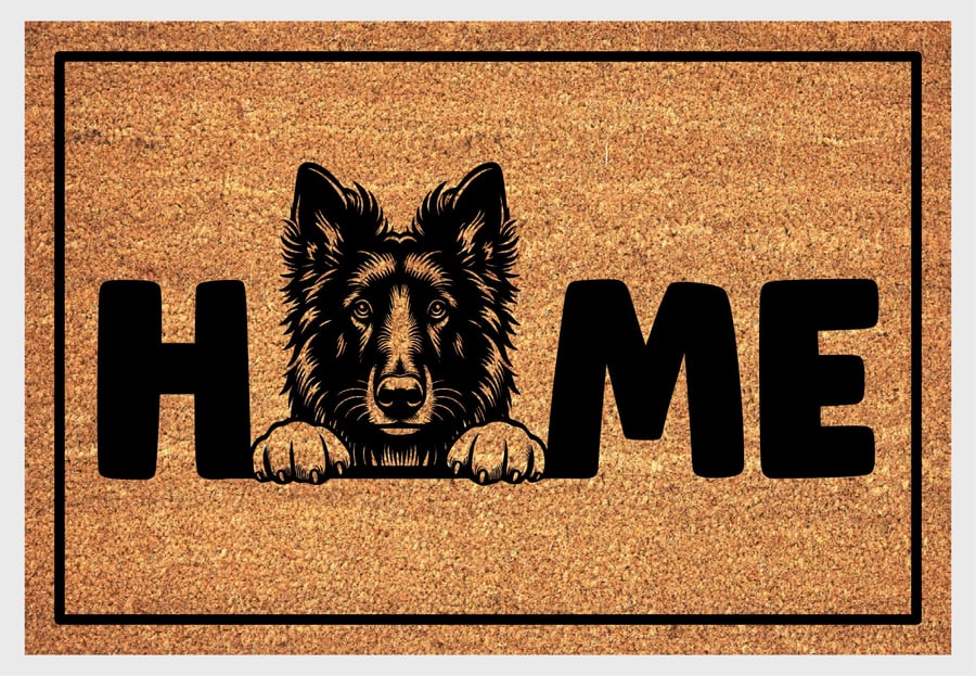 Belgian Groenendael Home Door Mat No.2 - Belgian Sheepdog Welcome Mat - 3 Sizes