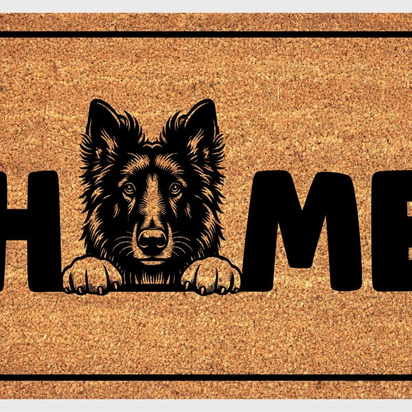 Belgian Groenendael Home Door Mat No.2 - Belgian Sheepdog Welcome Mat - 3 Sizes