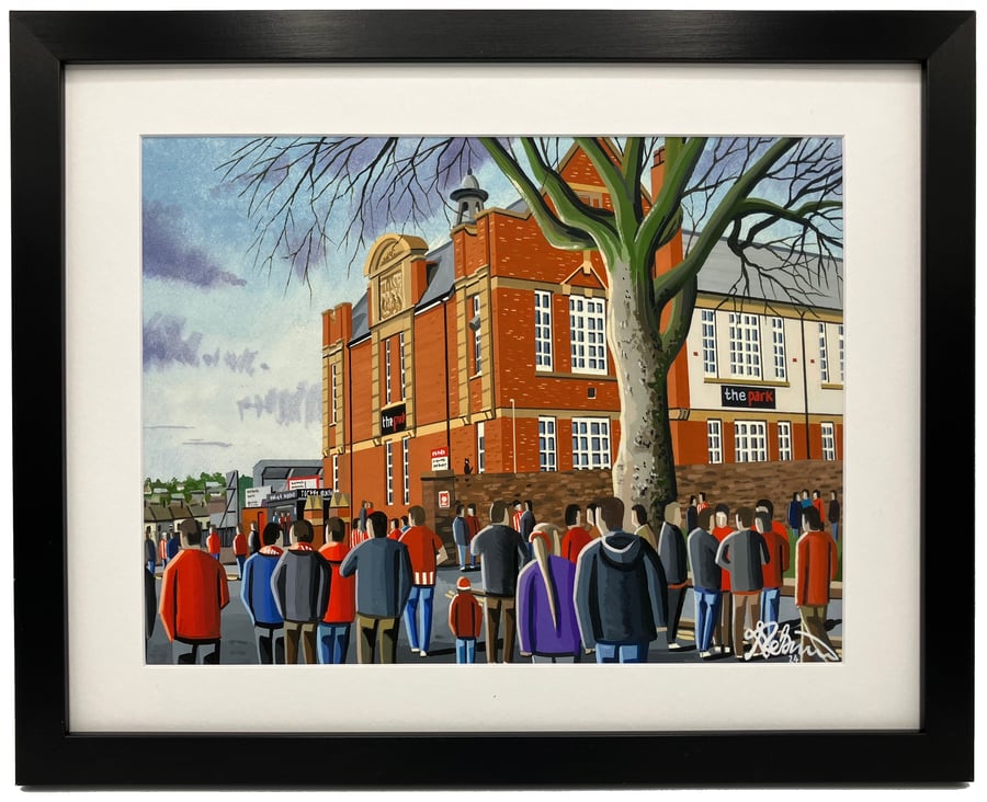 Exeter City, St James Pk Framed Football Stadium Art Print. 14" x 11" Frame Size