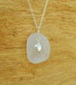 White sea glass pendant with silver heart charm - Image 2