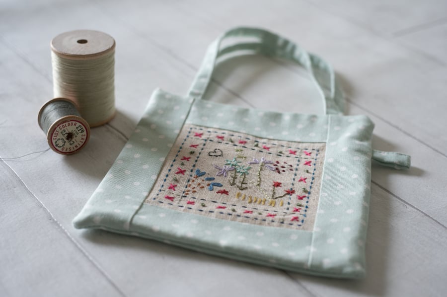 Hand Embroidered Square Gift Bag 