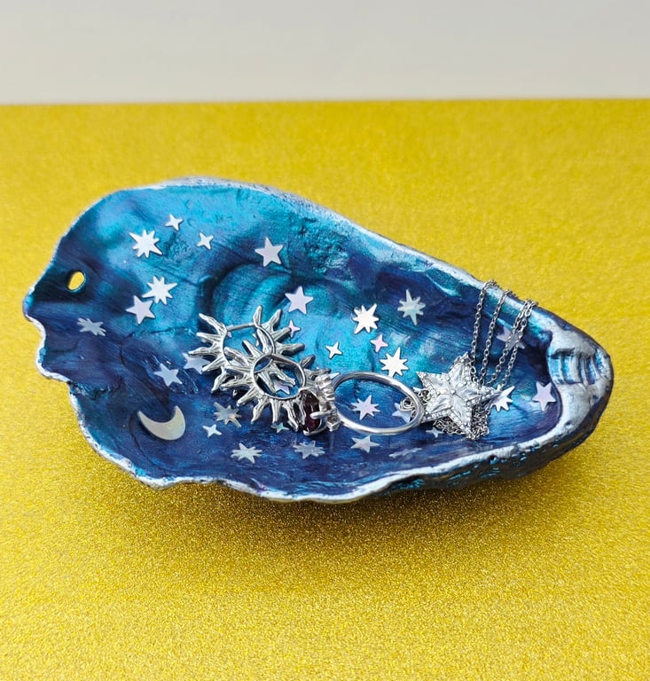 Hand Decorated Oyster Shell Trinket Dish