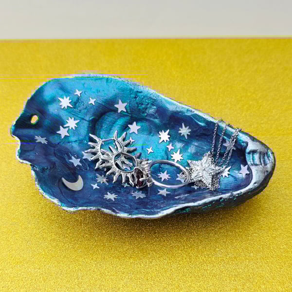 Hand Decorated Oyster Shell Trinket Dish