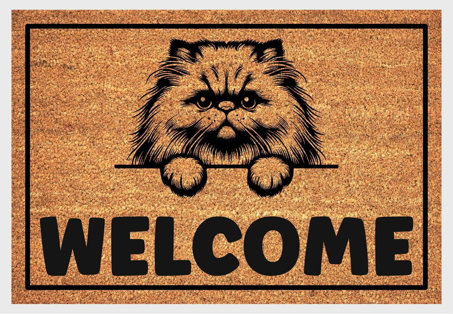 Persian Cat Door Mat - Personalised Persian Cat Welcome Mat - 3 Sizes