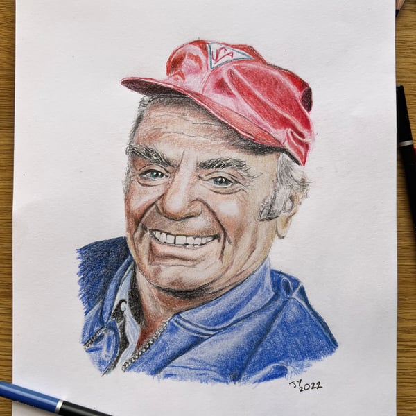Original artwork portrait of Ernest Borgnine A4 size