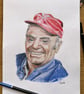 Original artwork portrait of Ernest Borgnine A4 size