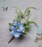 Green Pale Blue & Ivory Regency Botanical Flower Sprig Headpiece 