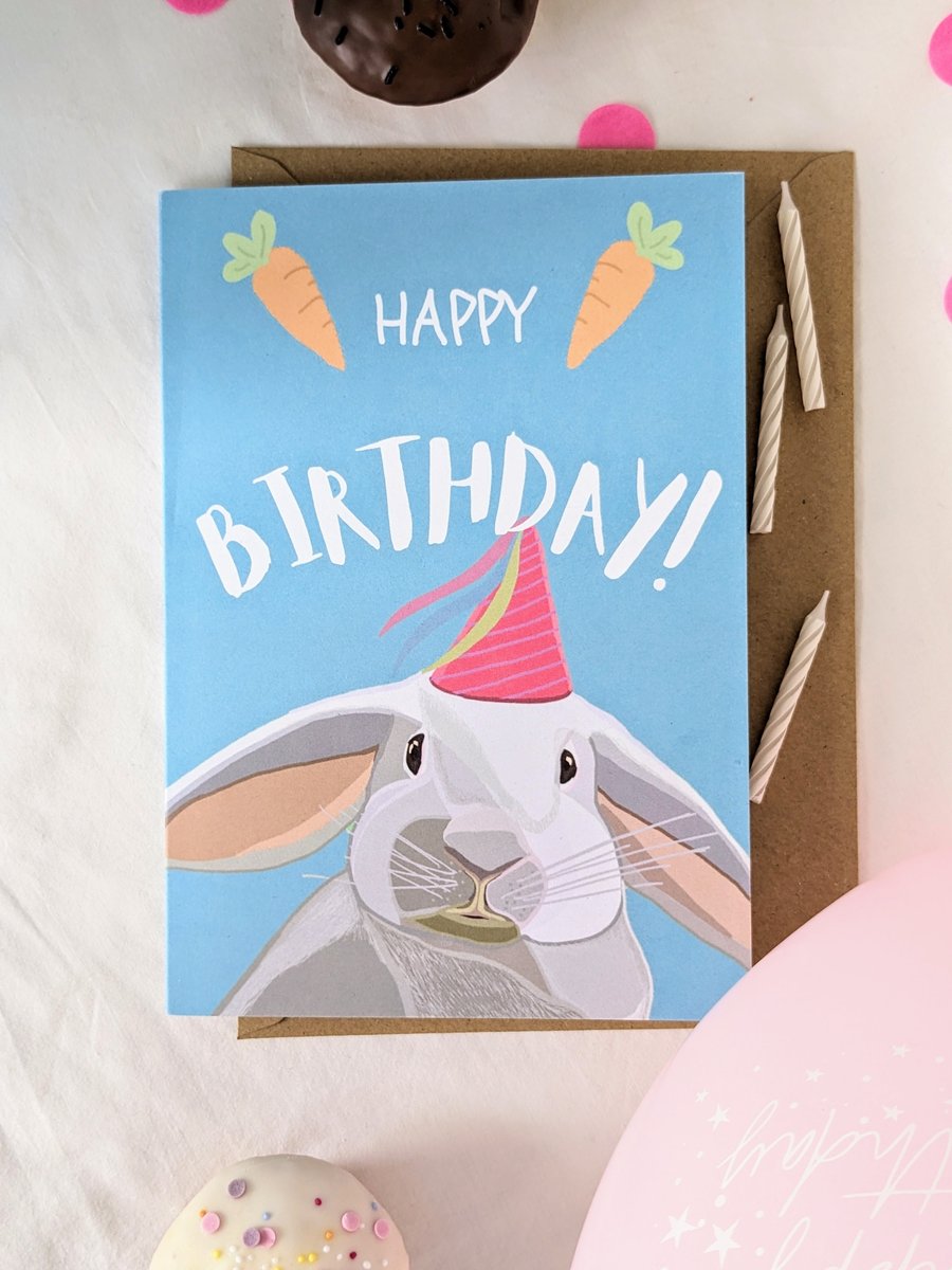 Bunny rabbit Birthday card