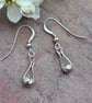 Tear-drop Shaped Hoop Earrings with Hammered Bead in Sterling Silver