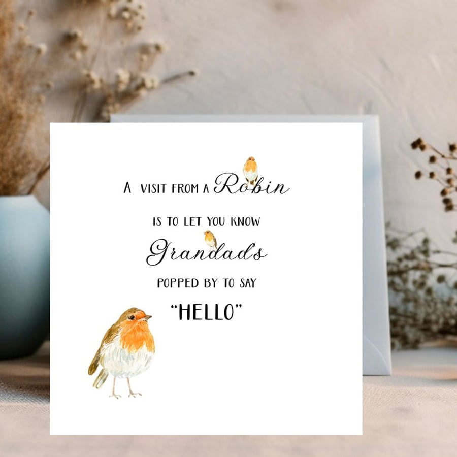 Robin Watercolour Sympathy and Loss Card - Personalise