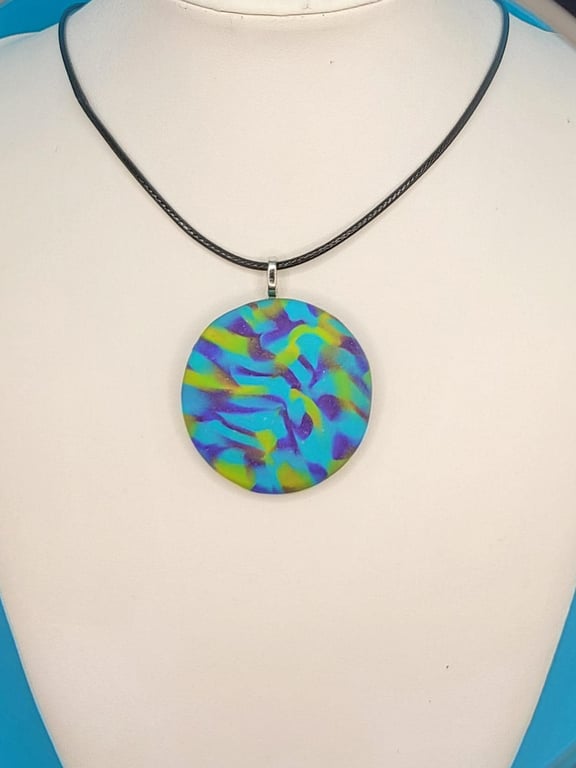 Colourful Abstract Polymer Clay Pendant Necklace, Bold Statement Artisan Jewelle
