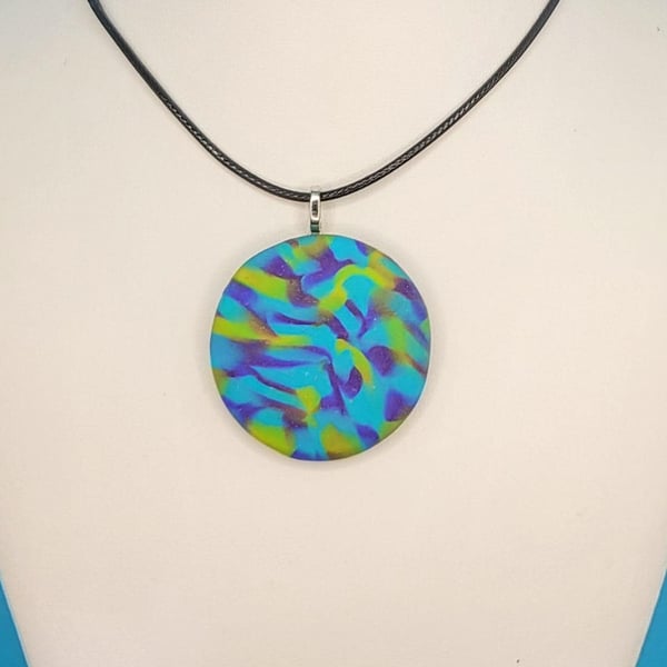 Colourful Abstract Polymer Clay Pendant Necklace, Bold Statement Artisan Jewelle