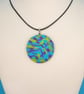 Colourful Abstract Polymer Clay Pendant Necklace, Bold Statement Artisan Jewelle - Image 1