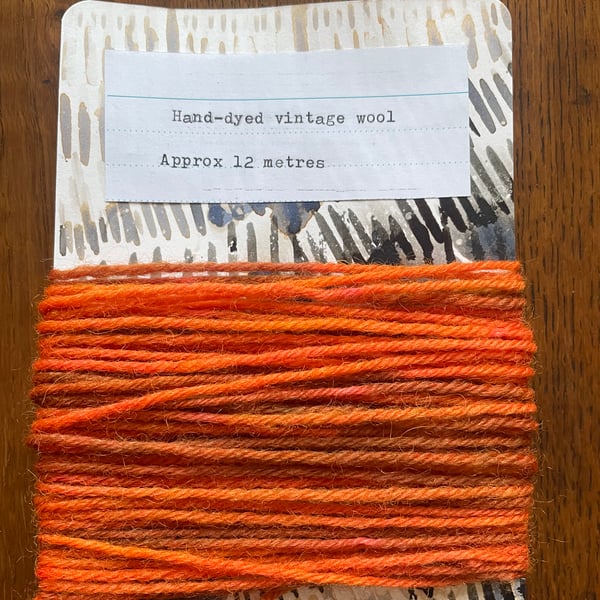 Upcycled 100% Wool Mending Thread. Orange