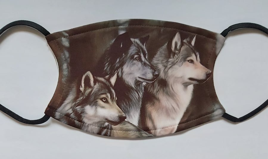 Wolf pack face covering mask with 2 free carbon filters Adult