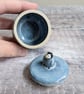 Small handmade ceramic lidded pot with baby penguin, blue glaze - Image 7