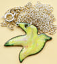 large bird pendant - yellow scrolled - Image 4