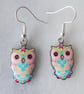 Cute Multicoloured Owl Earrings with Silver Plated Ear Wires