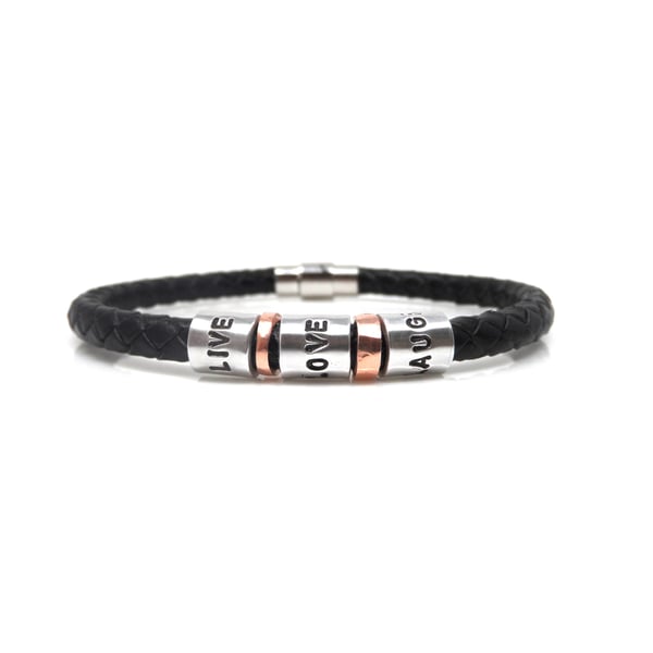 Live Love Laugh Inspirational Leather Bracelet - Gift Box -  - Free Delivery