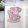 Tea cup stack bookmark, Book lover gift