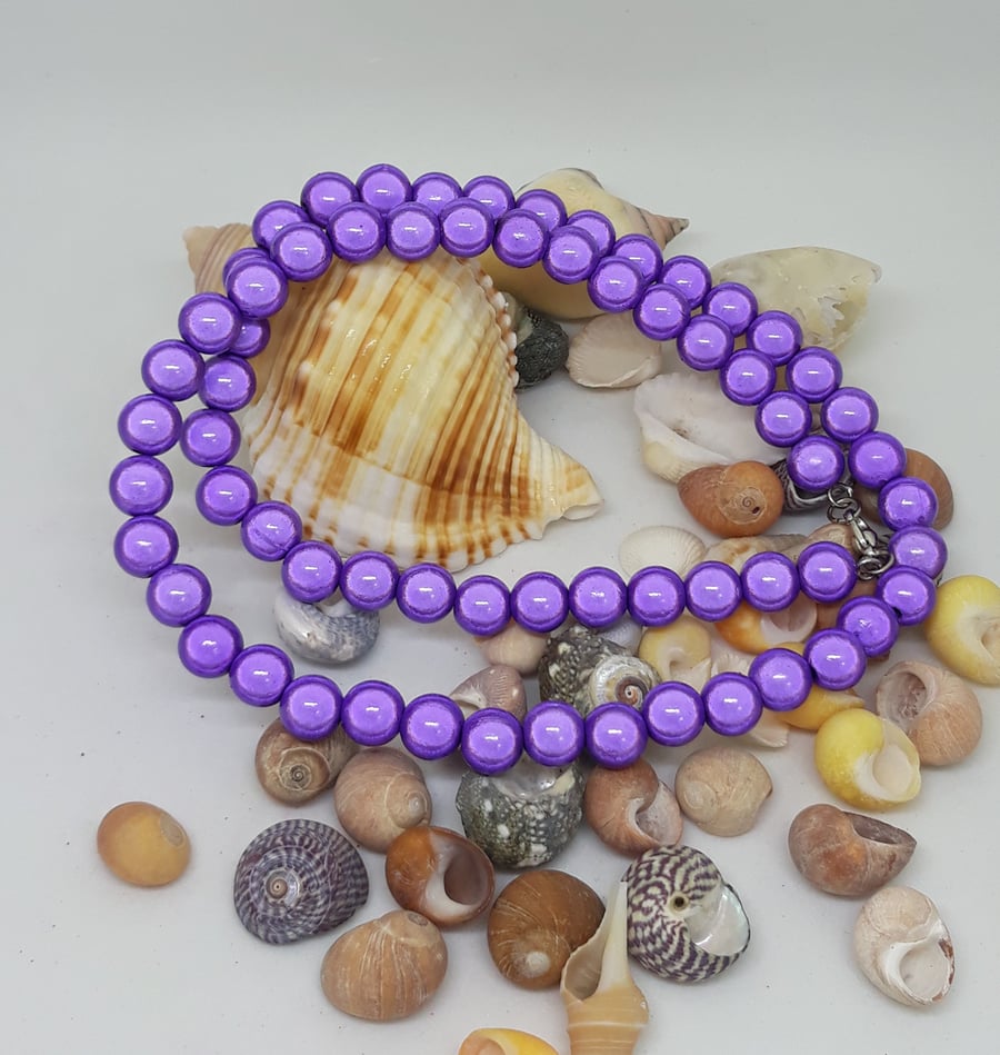 NL31 - Purple miracle bead necklace 20"