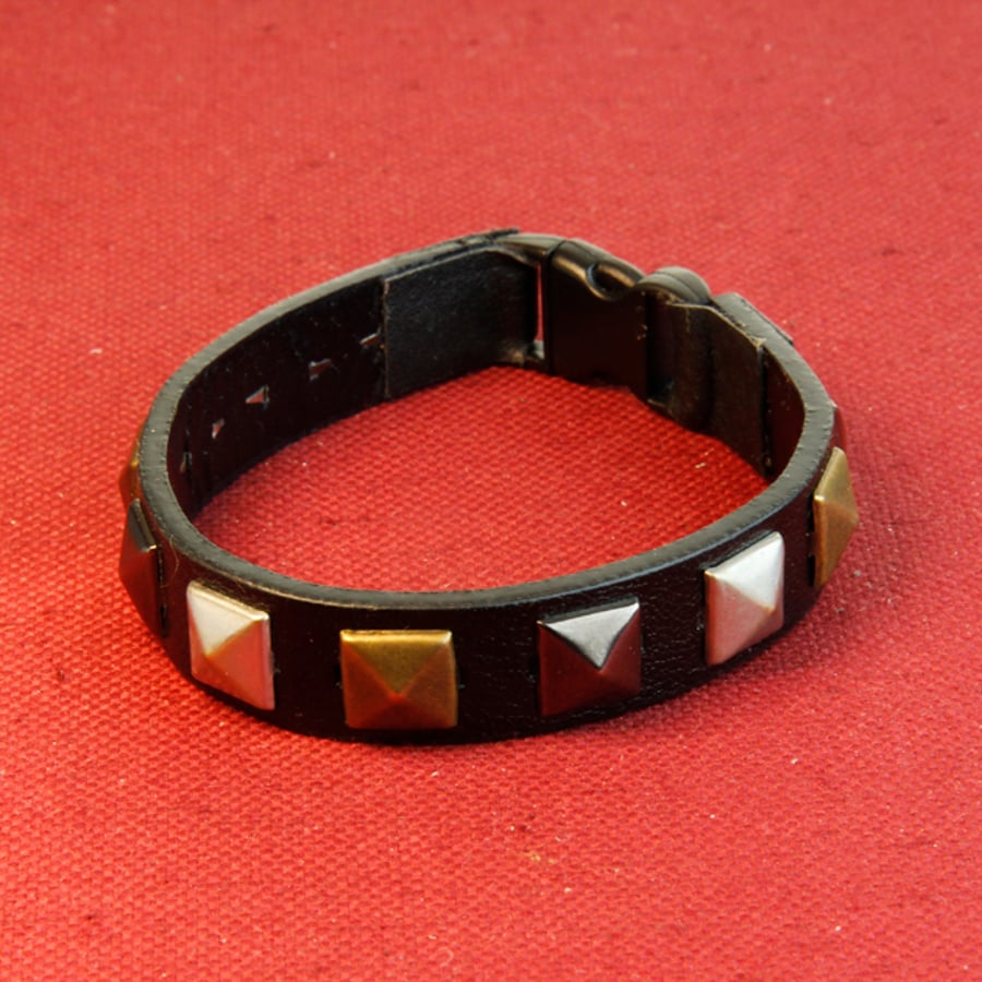 19 - LEATHER  STUDDED BRACELET