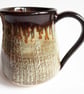 Mug Patterned Brown Glazed  - Hand Thrown Stoneware Ceramic Mug 