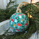 Hand Painted Green Toadstool Christmas Bauble