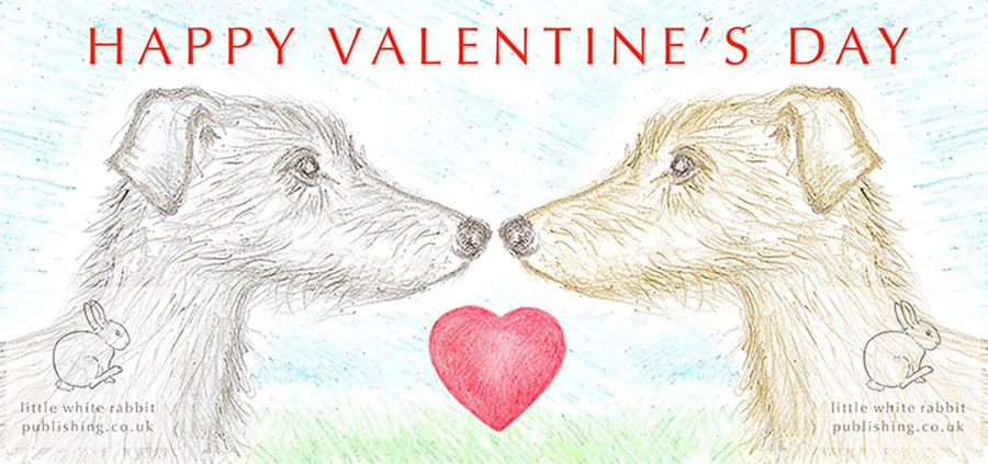 Lurchers Nose to Nose -  Valentine Card