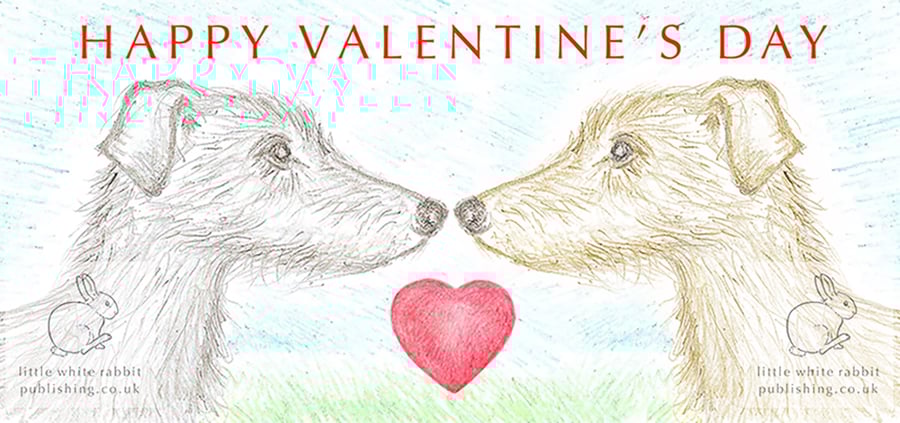 Lurchers Nose to Nose -  Valentine Card