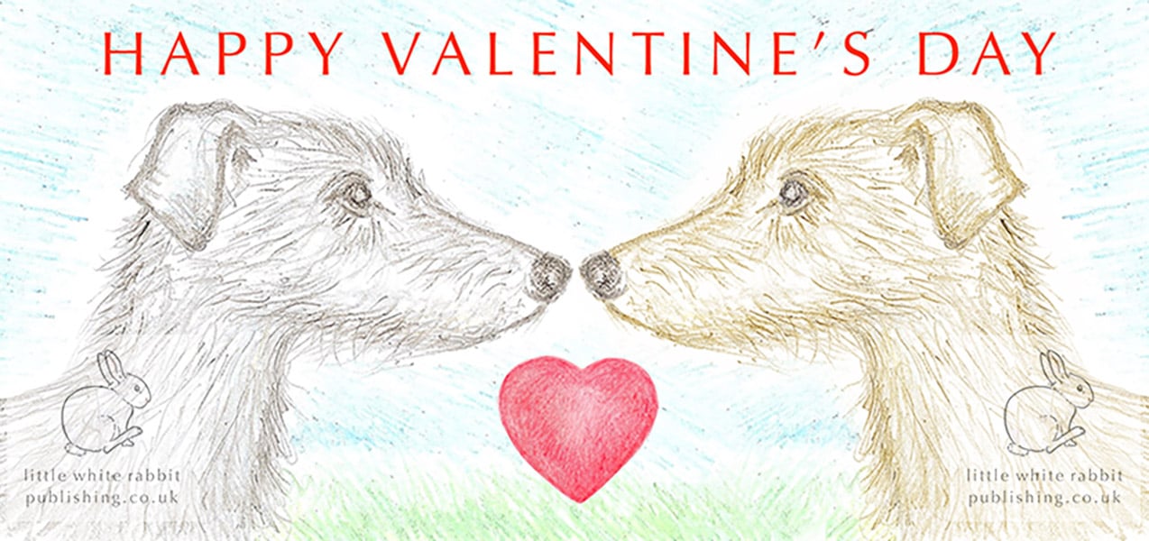 Lurchers Nose to Nose -  Valentine Card