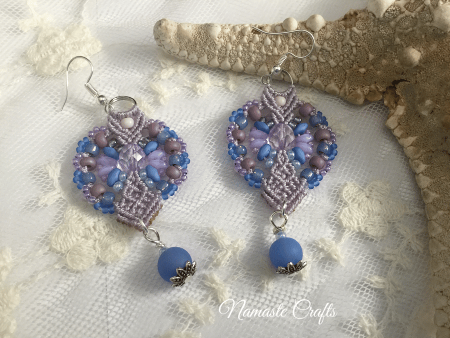 earrings Dangle earrings, drop earrings, macrame beaded earrings