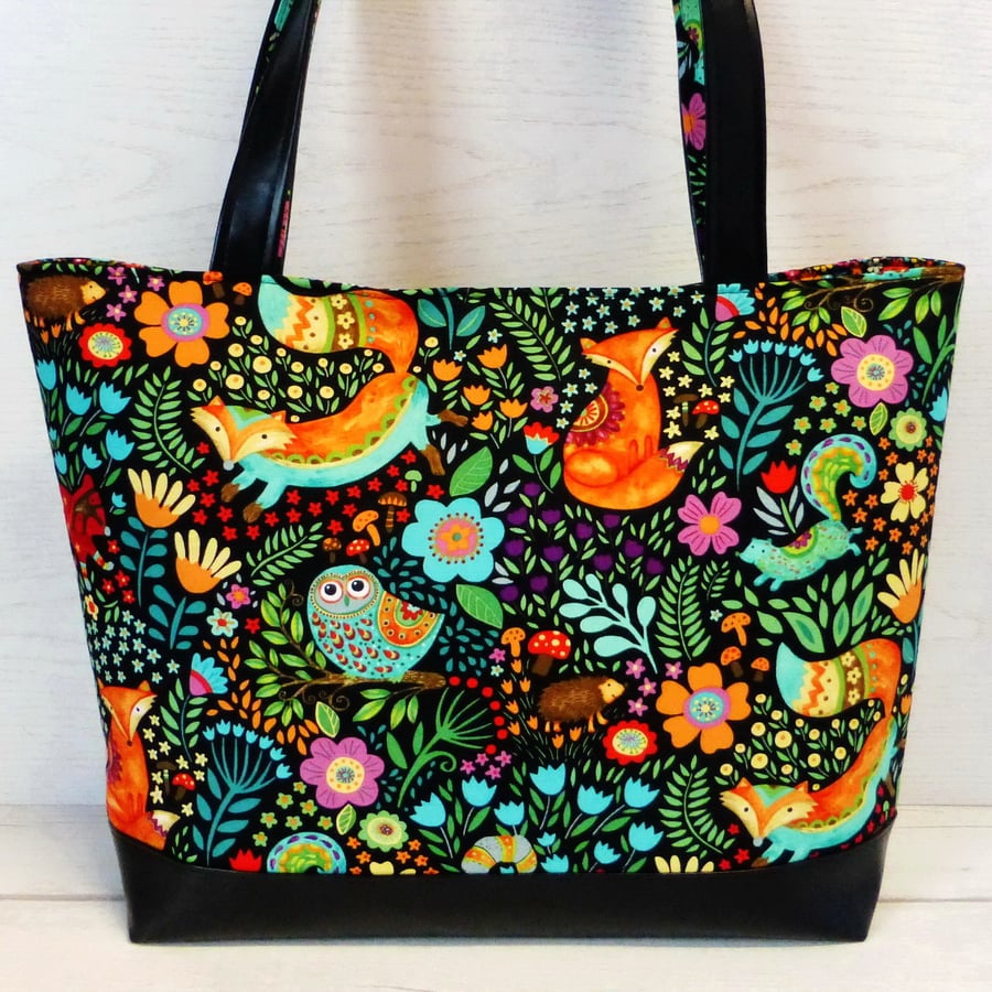 Tote bag, craft bag, Woodland animals