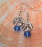 Silver Clam Shell and Blue Crystal Earrings, Gift for Her, Shell Charm Earrings - Image 1