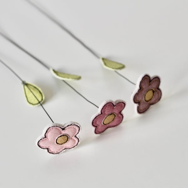 'Three Flower Stems' - Handmade Everlasting Blooms
