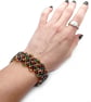 Earthy brown green and gold beaded gem cuff bracelet