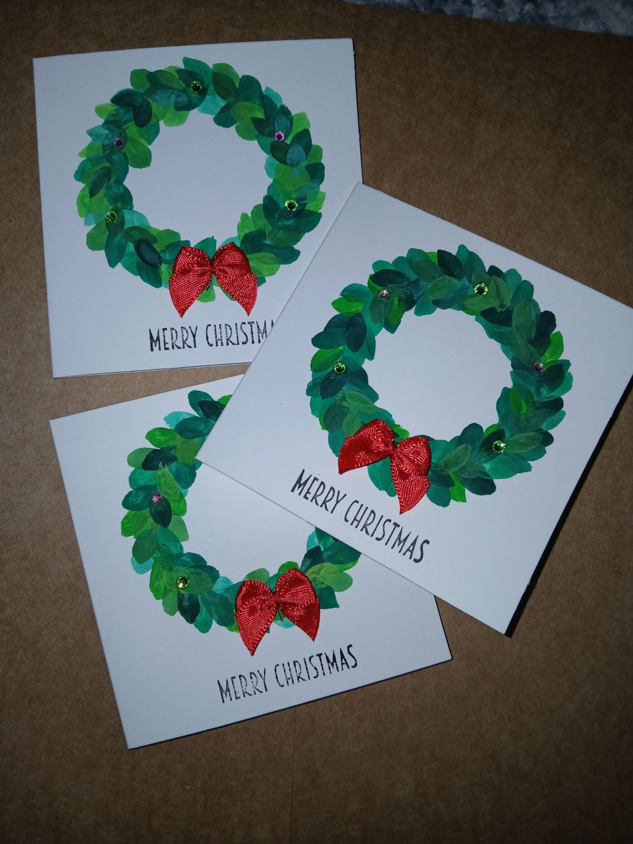 3 x Christmas Watercolour Cards 