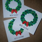 3 x Christmas Watercolour Cards 
