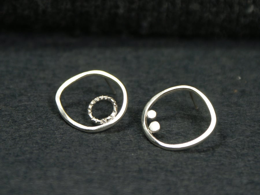 Coastal silver mismatched studs