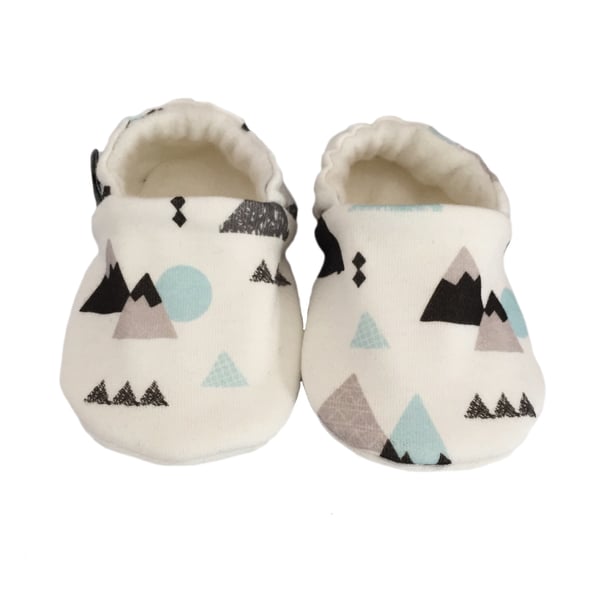Baby Shoes grey & blue MOUNTAINS Organic Kids Slippers Pram Shoes GIFT IDEA 0-9Y